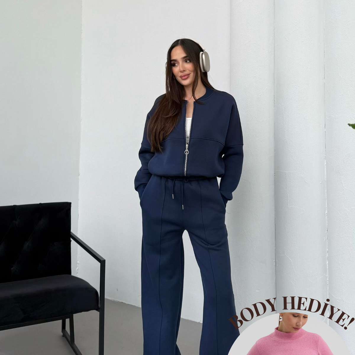 Kadın Şardonlu Üç Iplik Kışlık Eşofman Takımı