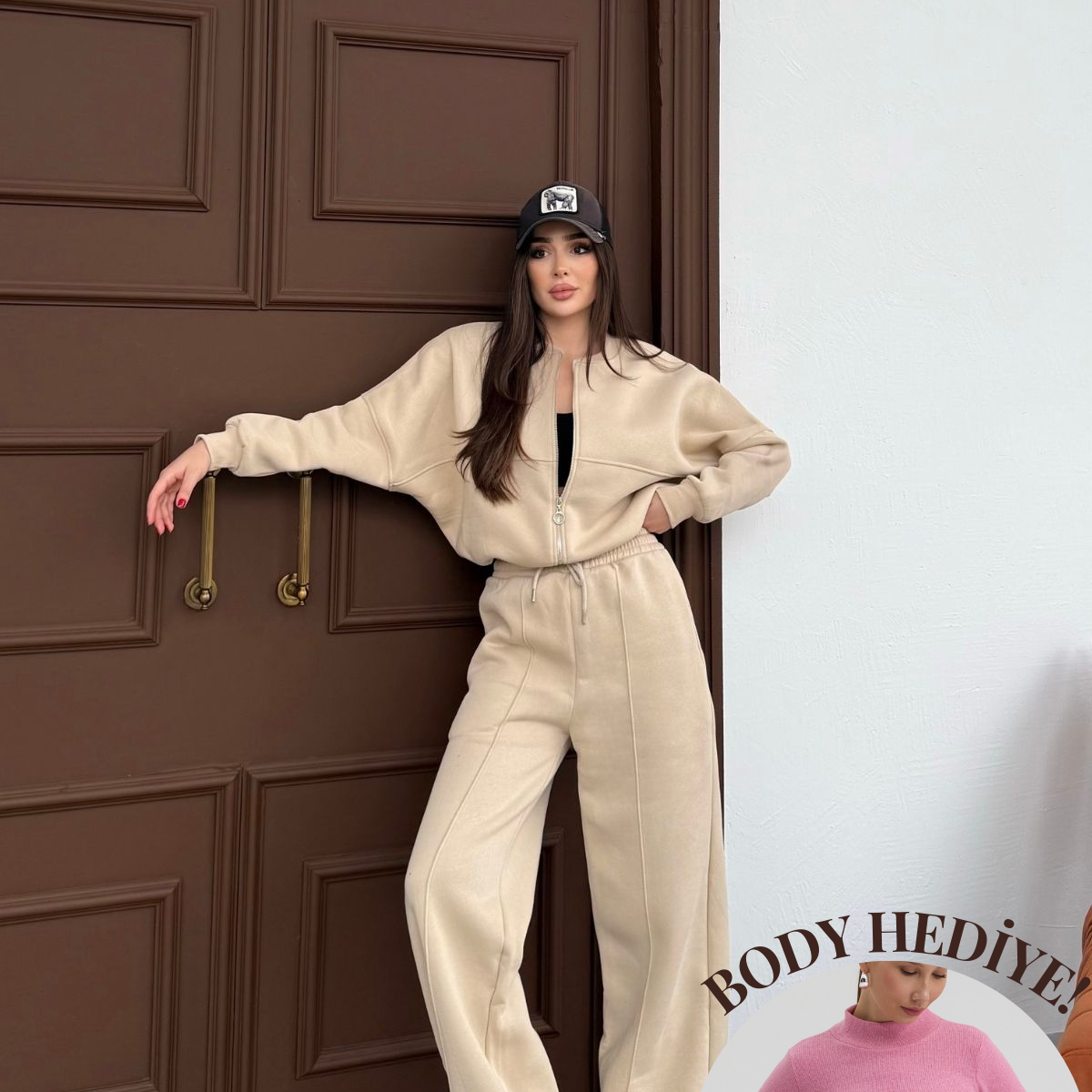 Kadın Şardonlu Üç Iplik Kışlık Eşofman Takımı