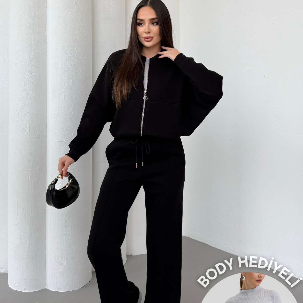 Kadın Şardonlu Üç Iplik Kışlık Eşofman Takımı